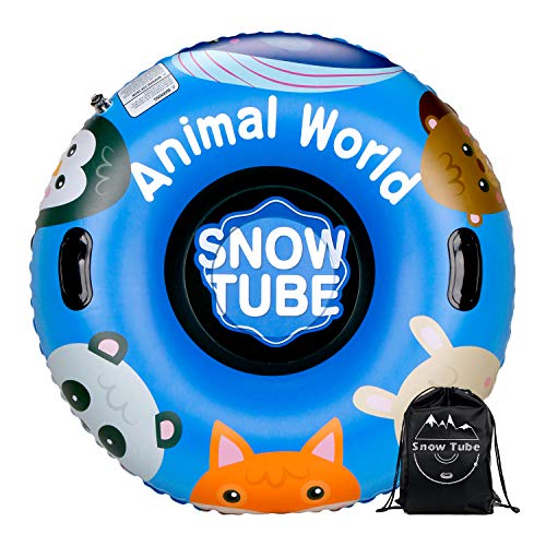 Leader Accessories Trineo Hinchable de Nieve Tubo de Esquí Inflable con Manijas Snow Tube Juguetes de Nieve Invierno para Niños y Adultos Grande con Mochila (Animal)