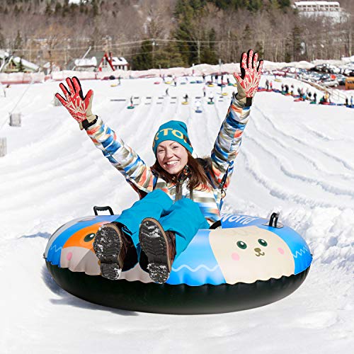 Leader Accessories Trineo Hinchable de Nieve Tubo de Esquí Inflable con Manijas Snow Tube Juguetes de Nieve Invierno para Niños y Adultos Grande con Mochila (Animal)