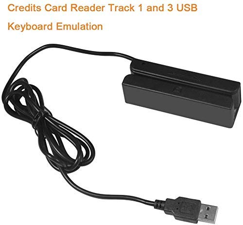 Lector de Tarjetas de Crédito, Lector de Tarjetas de Banda Magnética USB MSR90 3 Pistas Lector Deslizante de Tarjetas de Crédito con Banda Magnética Hi-Co