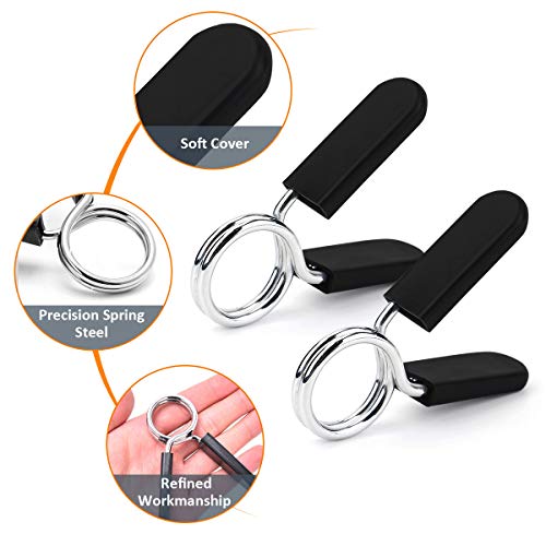 Ledeak Collares de Resorte Abrazaderas, 1 par Abrazaderas para Mancuernas, Pinza de Resorte Clips de Cuello Barra de Pesas para Gimnasio Fitness Entrenamiento Levantamiento de Pesas (25mm)