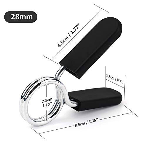 Ledeak Collares de Resorte Abrazaderas, 1 par Abrazaderas para Mancuernas, Pinza de Resorte Clips de Cuello Barra de Pesas para Gimnasio Fitness Entrenamiento Levantamiento de Pesas (28mm)