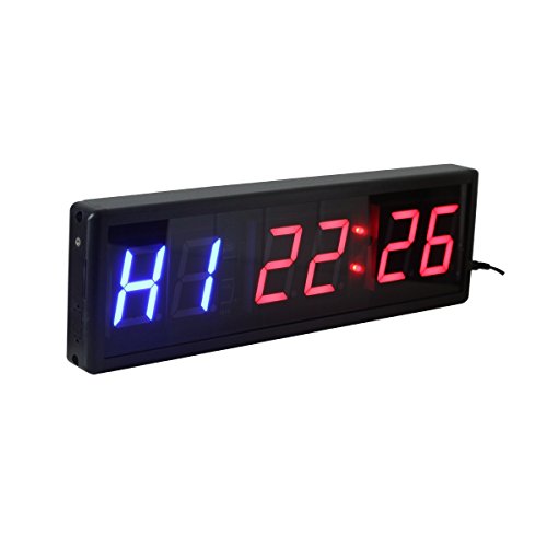 Ledgital - Reloj de pared con temporizador para gimnasio, 38 x 12 cm, con temporizador de tabata grande con control remoto, temporizador de intervalos perfecto para gimnasio en casa