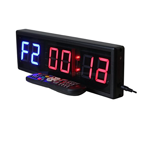 Ledgital - Reloj de pared con temporizador para gimnasio, 38 x 12 cm, con temporizador de tabata grande con control remoto, temporizador de intervalos perfecto para gimnasio en casa