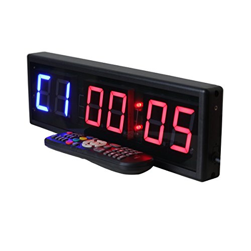 Ledgital - Reloj de pared con temporizador para gimnasio, 38 x 12 cm, con temporizador de tabata grande con control remoto, temporizador de intervalos perfecto para gimnasio en casa