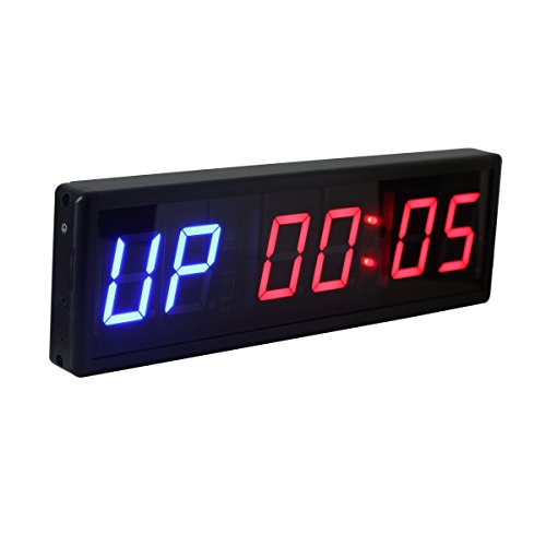 Ledgital - Reloj de pared con temporizador para gimnasio, 38 x 12 cm, con temporizador de tabata grande con control remoto, temporizador de intervalos perfecto para gimnasio en casa