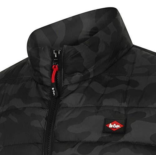 Lee Cooper Workwear LCVST708 - Chaleco de seguridad para hombre, diseño de camuflaje, ligero, acolchado, con costuras en contraste