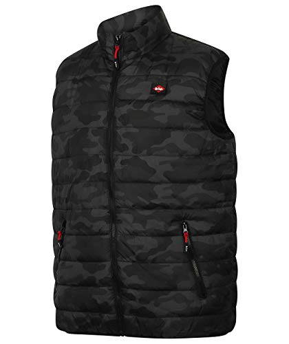 Lee Cooper Workwear LCVST708 - Chaleco de seguridad para hombre, diseño de camuflaje, ligero, acolchado, con costuras en contraste