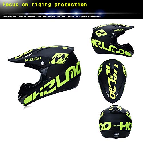 LEENY Adulto Motocross Cascos de Motos con Gafas Máscara Guantes, Cascos de Cross Motocicleta DH Off-road Enduro Motorcycle ATV MTB BMX Quad Motorbike Cascos Integrales para Hombres Mujeres,S