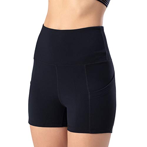 Leggings de yoga para mujer, talle alto, bolsillos para efecto faja, pantalones de entrenamiento, pantalones informales, Mujer, Pantaloni cropped, negro, xx-large