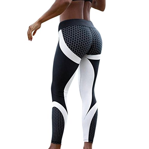 Leggings Yoga Mujer Pantalones Deportivos Mujer Largos Leggings para Running Deportes 3D Impresión Pantalones Push up Mujer Legging Pantalon Fitness Polainas de Gimnasio (Negro, M)