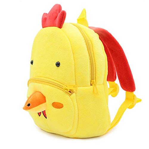 LEM Cute Animal Shape Mochila para niños Mochila de Felpa para bocadillos Juguetes Bolsas para 2-4 años (Pollito)