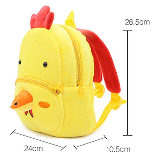 LEM Cute Animal Shape Mochila para niños Mochila de Felpa para bocadillos Juguetes Bolsas para 2-4 años (Pollito)