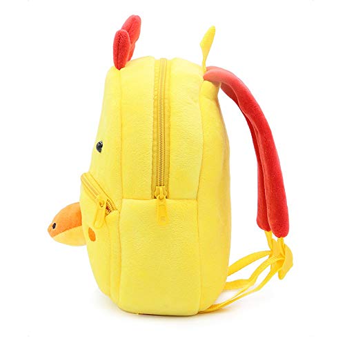 LEM Cute Animal Shape Mochila para niños Mochila de Felpa para bocadillos Juguetes Bolsas para 2-4 años (Pollito)