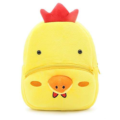 LEM Cute Animal Shape Mochila para niños Mochila de Felpa para bocadillos Juguetes Bolsas para 2-4 años (Pollito)