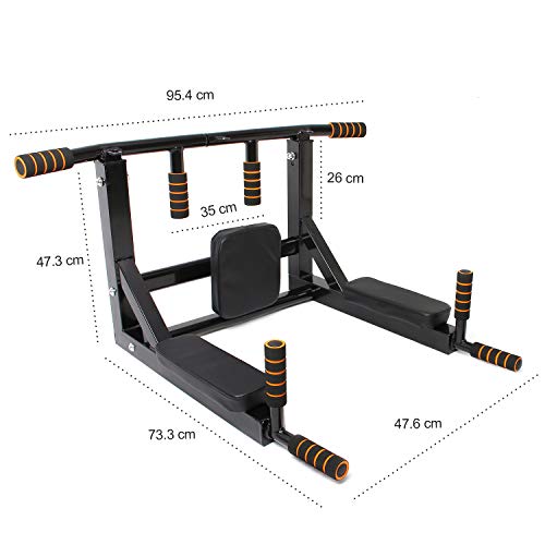 Leogreen Barra de flexiones de pared, Barra de flexiones 2 en 1, Barra para Dominadas de Múltiples Funciones de Montaje en la Pared Juego de Estación