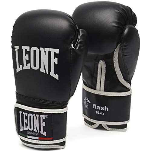 LEONE 1947 Guantes de Boxeo, Modelo Flash Negro Negro Talla:12 Oz