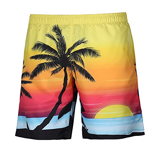 LEORTKS Hombres bañador Verano Tropical Palm Beach Imprimir Short Bodybuilding Swimming Trunks Hombre Playa Natación