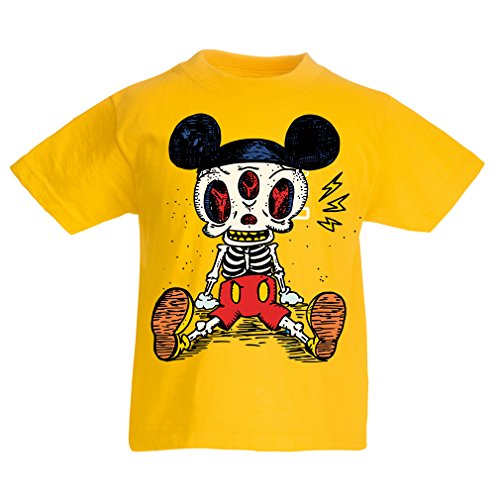 lepni.me Camisas para niños Esqueleto de un ratón (12-13 Years Amarillo Multicolor)