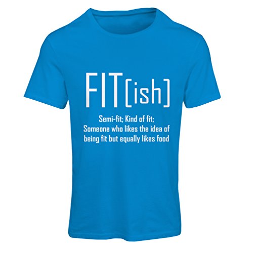 lepni.me Camiseta Mujer Fit - Ish Definición. Ejercicio - Entrenamiento - Gimnasio, Idea de Regalo sarcástico, Refranes Divertidos para Perder Peso (X-Large Azul Blanco)