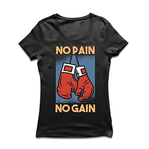 lepni.me Camiseta Mujer No Hay Dolor, no Hay Ganancia, Nunca se da por vencido, Citas motivacionales (Medium Negro Multicolor)