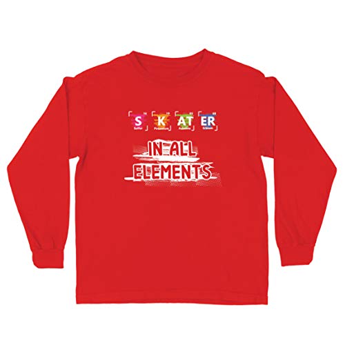 lepni.me Camiseta para Niño/Niña Patinador en Todos los Elementos Química Periódica de Mesa Deporte (14-15 Years Rojo Multicolor)