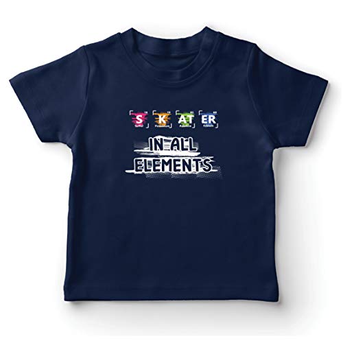 lepni.me Camiseta para Niño/Niña Patinador en Todos los Elementos Química Periódica de Mesa Deporte (3-4 Years Azul Oscuro Multicolor)