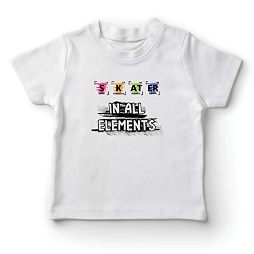 lepni.me Camiseta para Niño/Niña Patinador en Todos los Elementos Química Periódica de Mesa Deporte (5-6 Years Blanco Multicolor)
