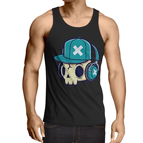 lepni.me Camisetas de Tirantes para Hombre ¡El DJ Fresco! Regalo Divertido musicalmente (Large Negro Multicolor)