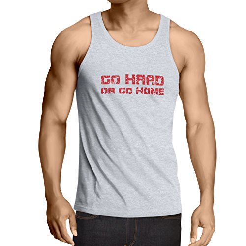lepni.me Camisetas de Tirantes para Hombre ¡Go Hard or Go Home! - Refranes para Motociclistas, para Ciclistas, para Patinadores, Ciclistas (Large Blanco Multicolor)