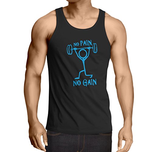 lepni.me Camisetas de Tirantes para Hombre No Hay Dolor No Hay Ganancia Citas Motivacionales Gimnasio Entrenamiento (Small Negro Azul)