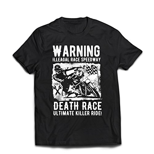 lepni.me Camisetas Hombre Carrera de la Muerte: Paseo definitivo, Carreras de Motos, Motorista de cráneo, clásico, Vintage, Moto Retro (XXXXX-Large Negro Multicolor)