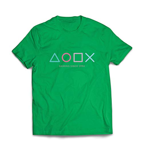 lepni.me Camisetas Hombre Controlador de Videojuegos, Regalo para Gamer, Indumentaria para Amantes de los Juegos (Small Verde Multicolor)