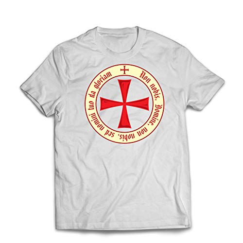 lepni.me Camisetas Hombre El Código de los Templarios Orden de Caballero Cristiano, Cruz del Cruzado (XX-Large Blanco Multicolor)