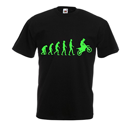 lepni.me Camisetas Hombre Evolución del Motocross Equipo de Moto Ropa de Carreras Todoterreno (Medium Negro Verde)