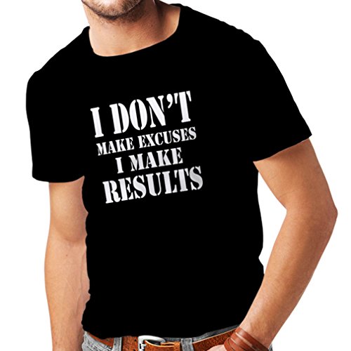 lepni.me Camisetas Hombre I Make Results - pierda Las Cotizaciones rápidas del Peso y los Refranes de motivación del Constructor del músculo (Medium Negro Blanco)