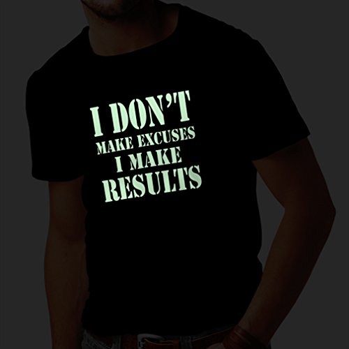 lepni.me Camisetas Hombre I Make Results - pierda Las Cotizaciones rápidas del Peso y los Refranes de motivación del Constructor del músculo (Small Negro Fluorescente)