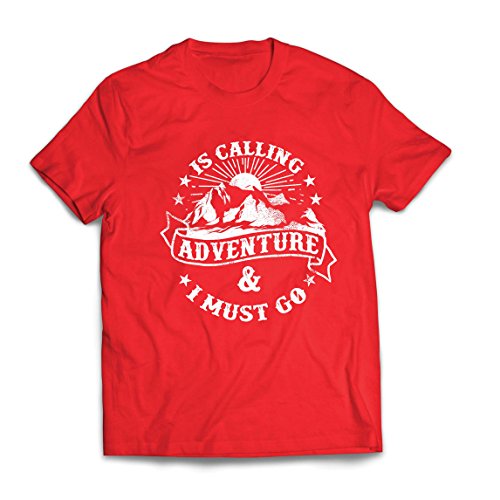 lepni.me Camisetas Hombre Is Calling Adventure - Ropa de Vacaciones para Vacaciones en Familia, Senderismo en la montaña (XX-Large Rojo Multicolor)