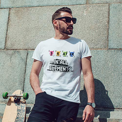 lepni.me Camisetas Hombre Patinador en Todos los Elementos Química Periódica de Mesa Deporte (Large Cuero Gris Multicolor)