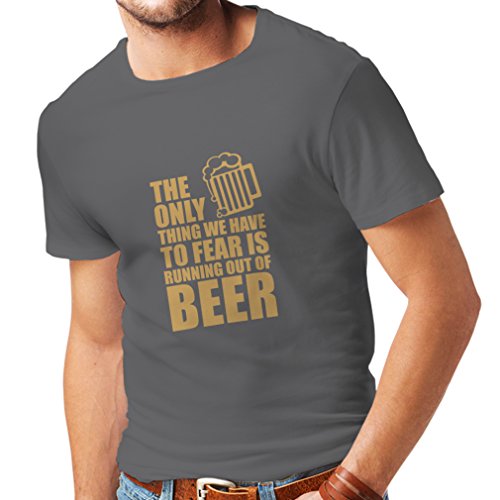 lepni.me Camisetas Hombre Tener Miedo de no Tener una Cerveza - para la Fiesta, Bebiendo Camisetas (X-Large Grafito Oro)