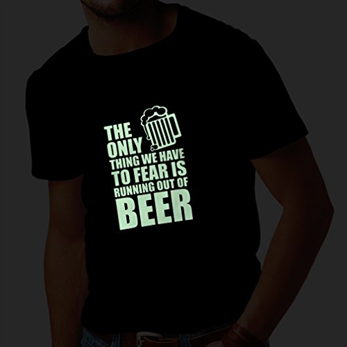 lepni.me Camisetas Hombre Tener Miedo de no Tener una Cerveza - para la Fiesta, Bebiendo Camisetas (XX-Large Negro Fluorescente)