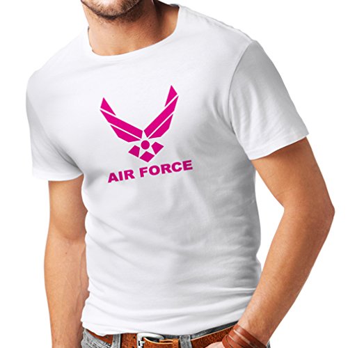 lepni.me Camisetas Hombre United States Air Force (USAF) - U. S. Army, USA Armed Forces (Small Blanco Magenta)
