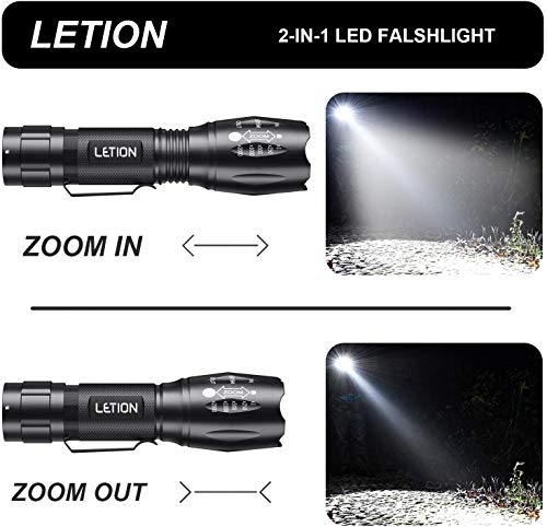 LETION Linterna Ultravioleta Led Linterna UV,Luz Negra UV 2 en 1 con 395nm luz UV, Modo 4 & IPX a Prueba de Agua 4 para Ropa de Mascotas Detección de Hongos