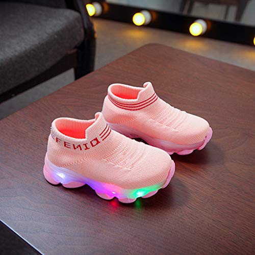 Letras De NiñOs Y NiñAs Volando Malla Tejida Transpirable Zapatillas De Deporte Luminosas Led Zapatos Brillantes Calcetines Zapatos Zapatos para Correr Botas Desnudas Zapatos De OtoñO E Invierno