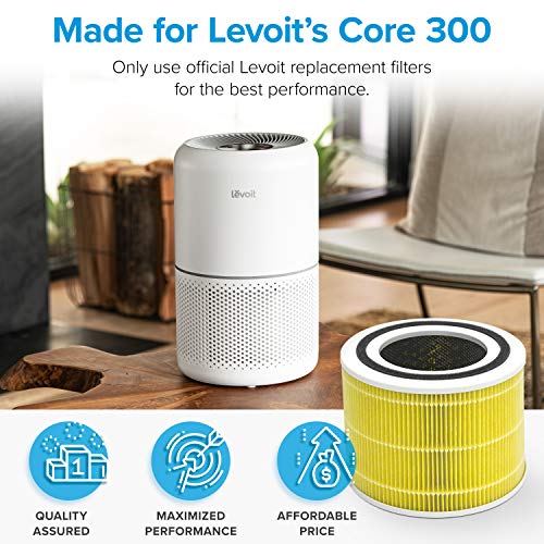 LEVOIT Core 300 Filtro de Repuesto para Purificador de Aire H13, Filtro HEPA 3 en 1, Filtro y Prefiltro de Carbón Activado Altamente Eficiente, Core 300-RF (Alergia a Mascotas)