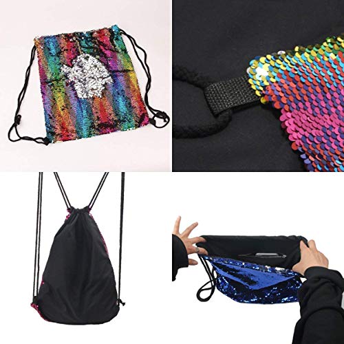 LHKJ Bolso con Cordón y Lentejuelas Sirena, Mochila de Lentejuelas de Mujer para Infantil Niñas Mujer