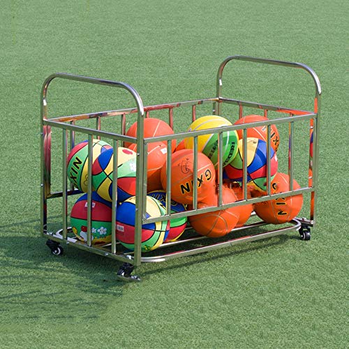 LiangDa - Jaula de Almacenamiento para balones de Deporte, con Marco de Metal, Plateado, 85x63x110cm