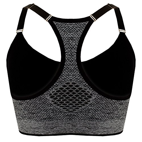 Libella Mujer Sujetador Deportivo Push Up Bustier con Amplio Correas Fitness Yoga Camisetas Sin Mangas 3714 Gris S/M