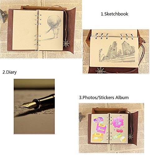 Libreta Bonitas Cuaderno de Viaje Bloc Notas Cuero Vintage entre A6 Regalos Originales de Navidad San Valentín Cumpleaños Aniversario Boda Mujer