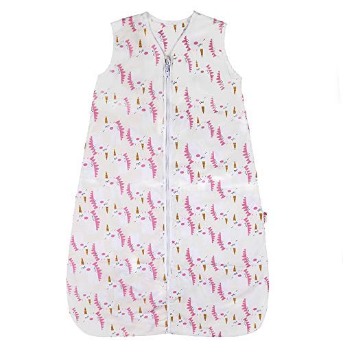 Licitn Saco de Dormir para Bebé - 2.5 TOG Saco de Dormir de Algodón Unisex para Bebés，Longitud Ajustable para Bebé (Rosa, 18-36Meses(90-110cm))