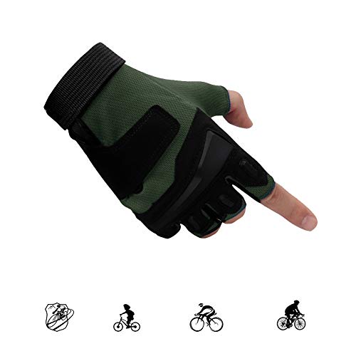 LieYuSportFF Guantes Gimnasio Medio Dedo,Amortiguación Resistente al Desgaste Guantes para Hombre y Mujer Workout Crossfit Fitness Sport Musculación,Guantes de Ciclismo Guantes de Bicicleta,Verde,XL